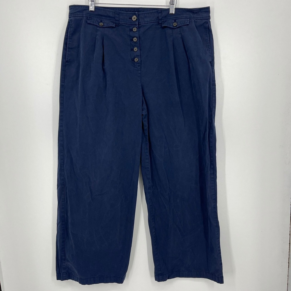 J.Crew Re-Imagined Navy Blue Button Fly Wide Leg Chino‎ Pants Womens 18
